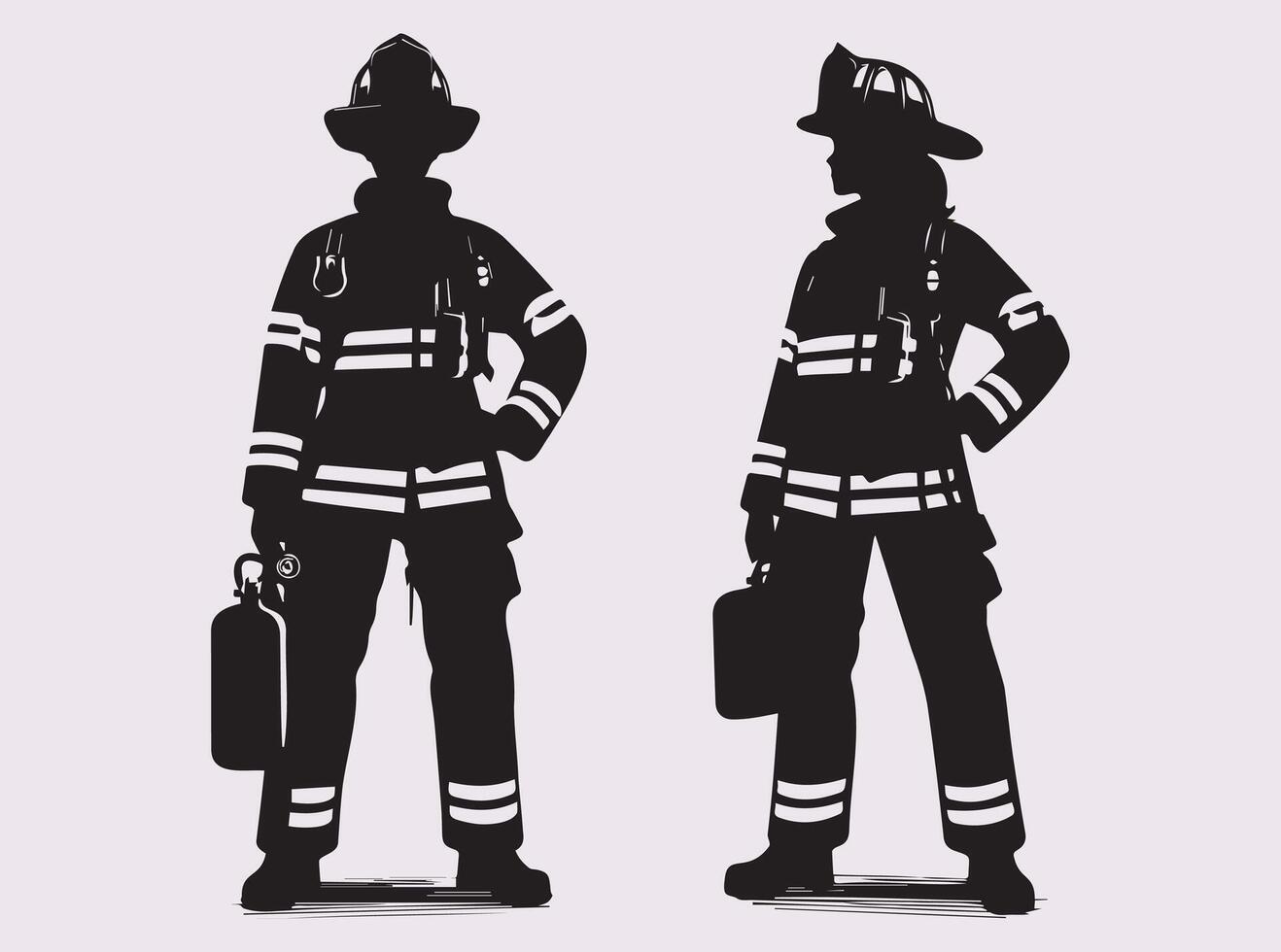 Firefighter Silhouette Featuring a Brave Fireman Wearing a Helmet and Fire Suit vector