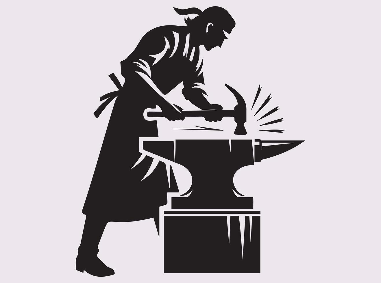 Blacksmith Silhouette Symbolizing Strength and Craftsmanship in Metal Forging vector