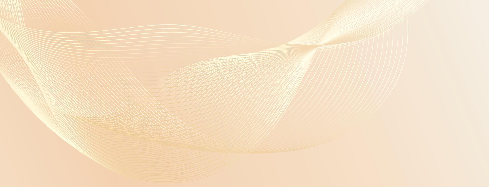 elegant soft beige and golden abstract background with smooth flowing curved lines, minimal modern digital wave pattern, futuristic light motion for design vector