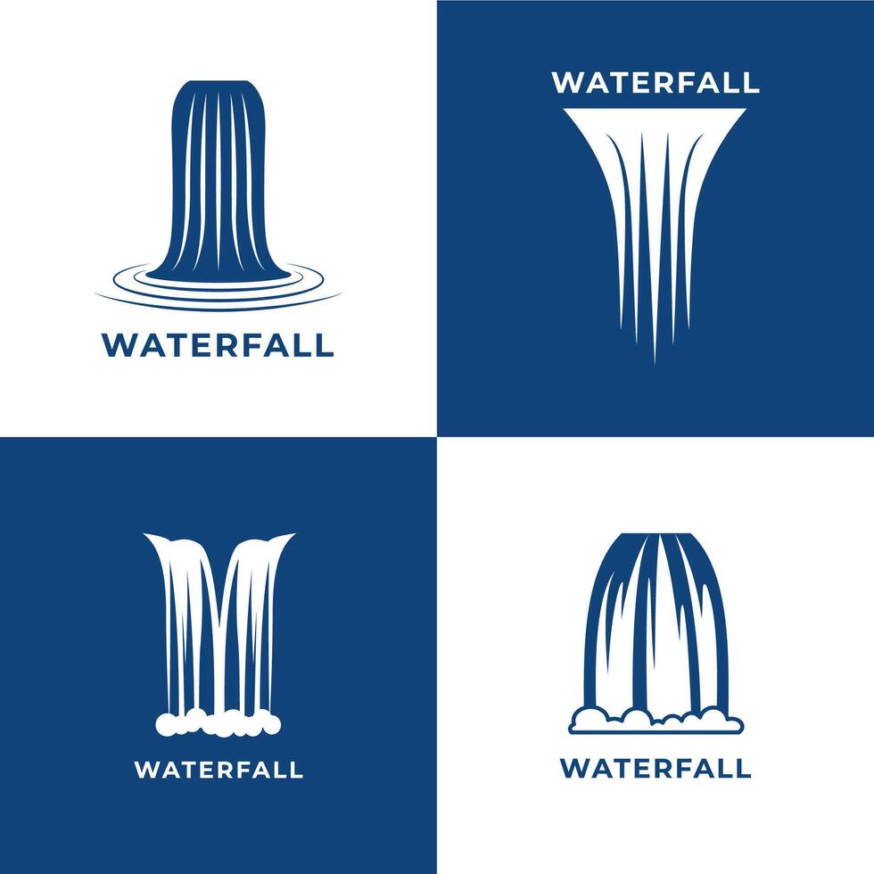 Minimal waterfall logo set in blue and white vector