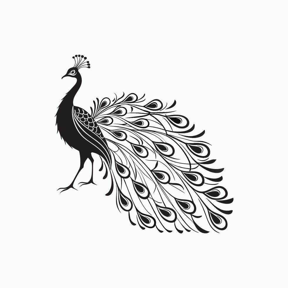 Elegant Peacock Silhouette Perfect for Fashion Decor and Branding vector