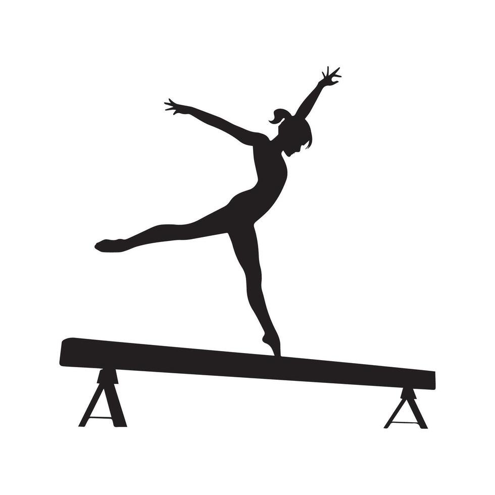 Beam gymnast black silhouette vector