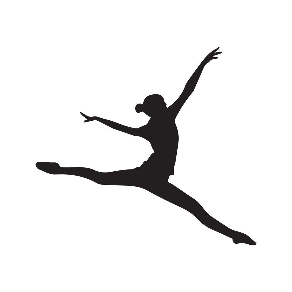 Acrobat performing aerial tricks silhouette on white background vector