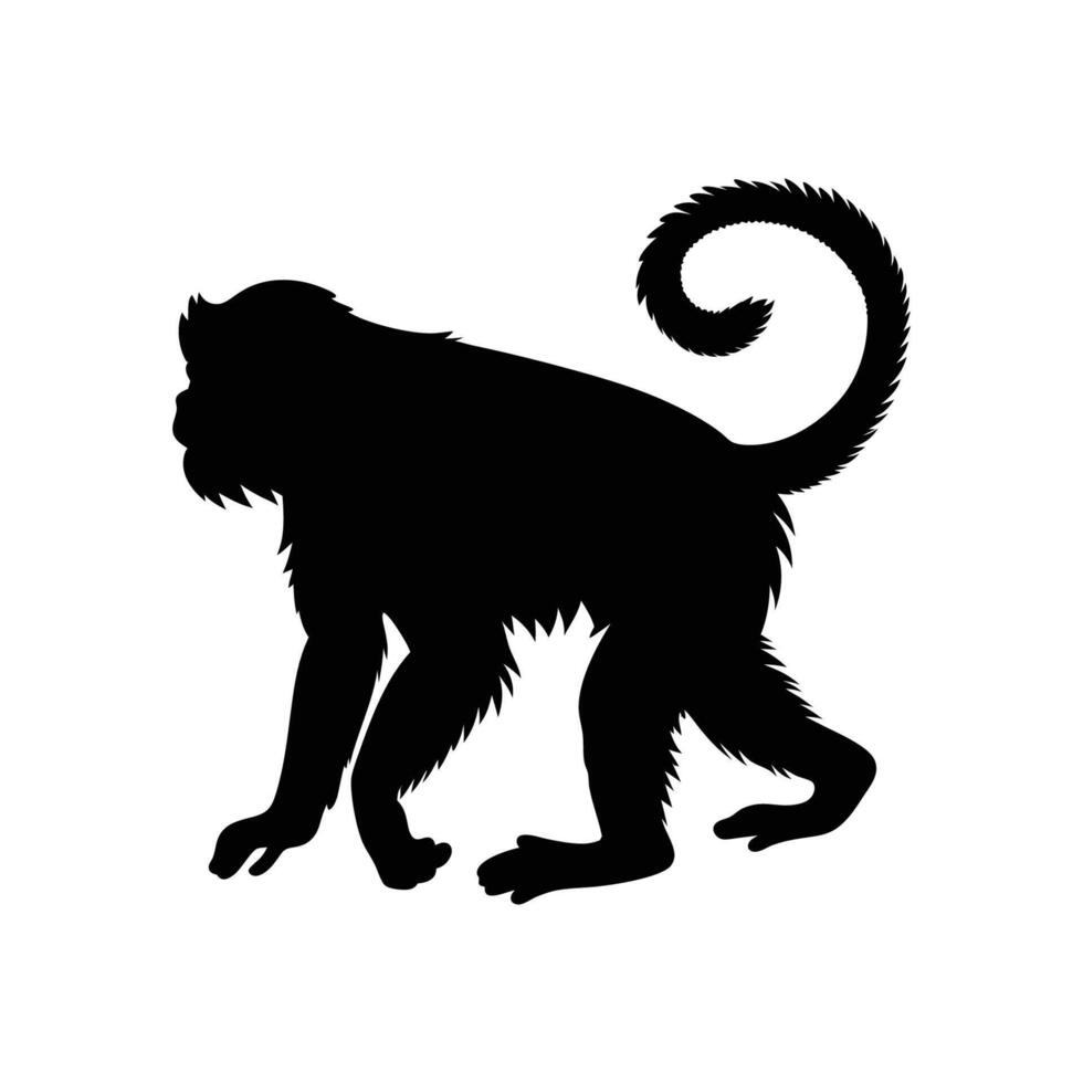 Monochrome monkey clipart on white background vector