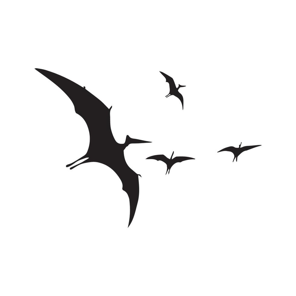 Silhouette of Pterodactyls in Flight Nature Wildlife and Prehistoric Birds vector