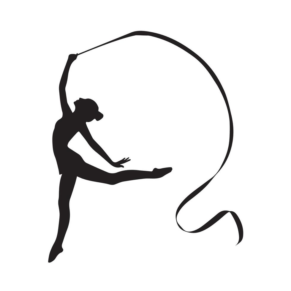 Rhythmic Gymnast Silhouette with Ribbon vector