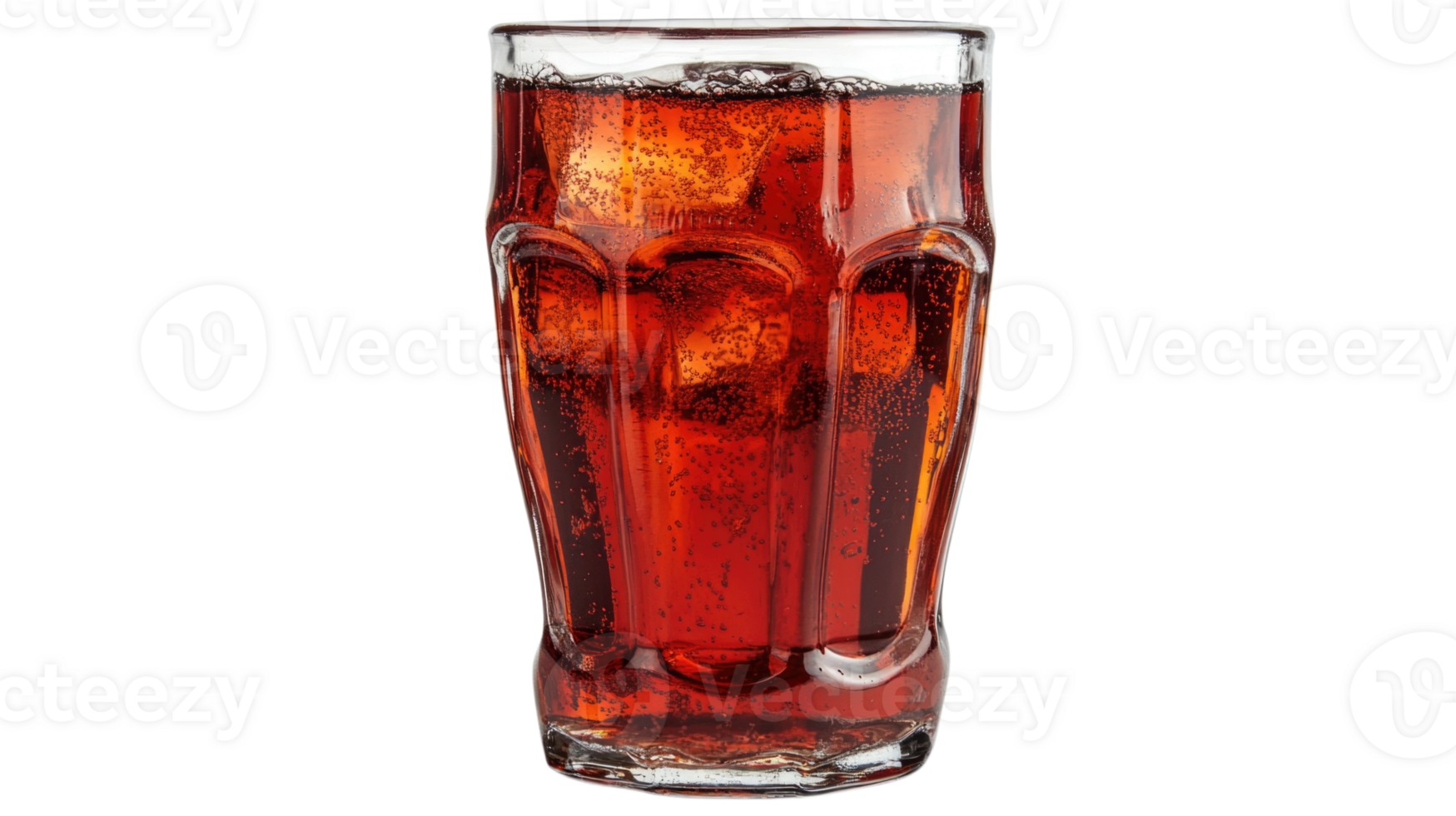 Refreshing glass of cola with ice cubes isolated on transparent background png