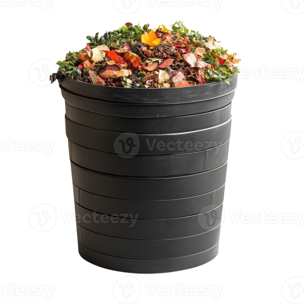 Compost bin filled with organic materials isolated on transparent background png