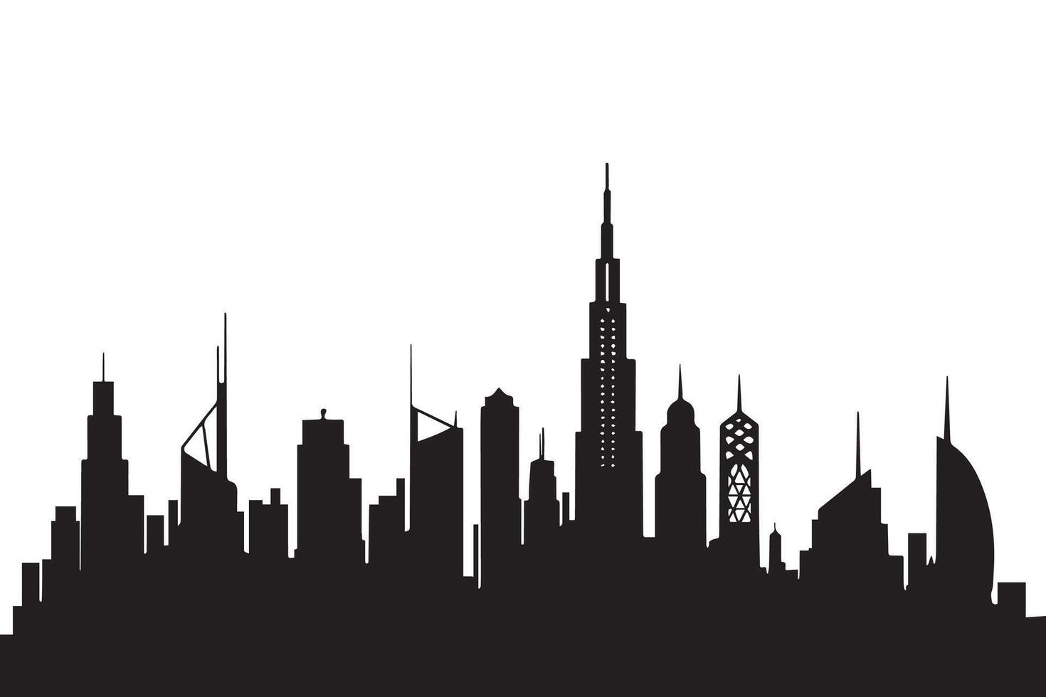 Black Silhouette of Abstract City Buildings vector