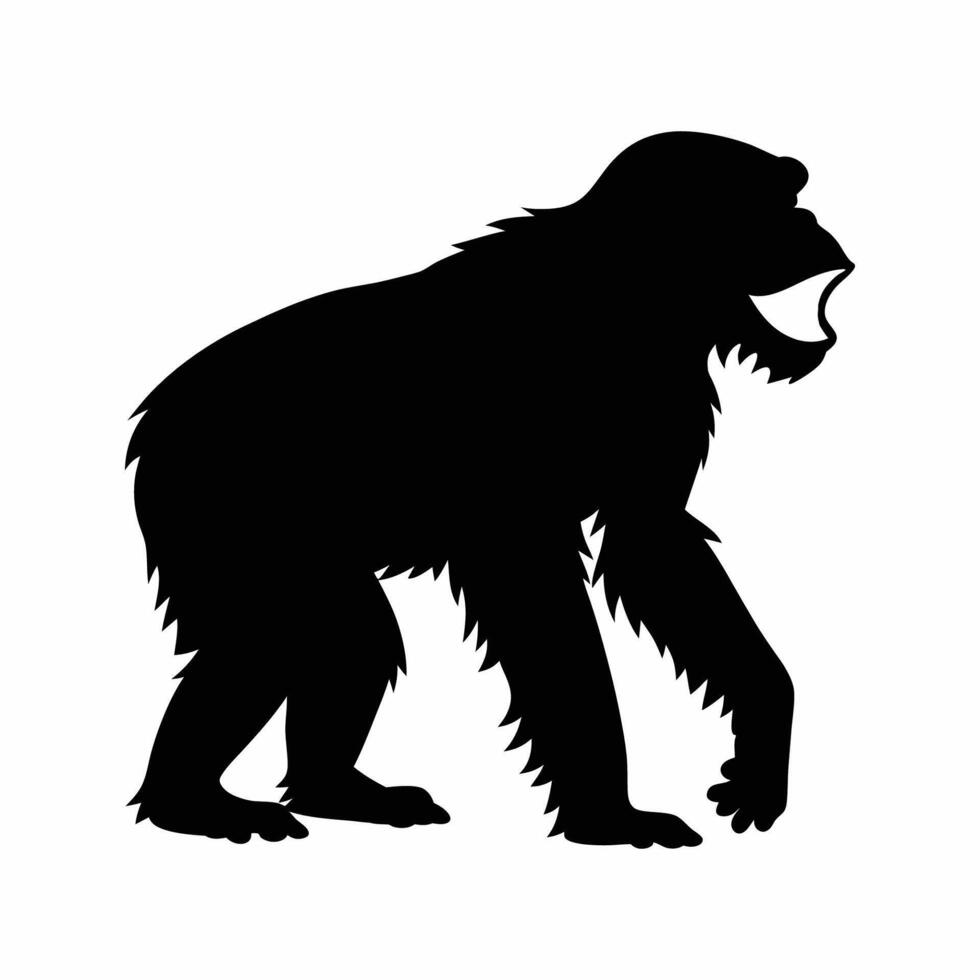 Black and white monkey illustration on white background vector