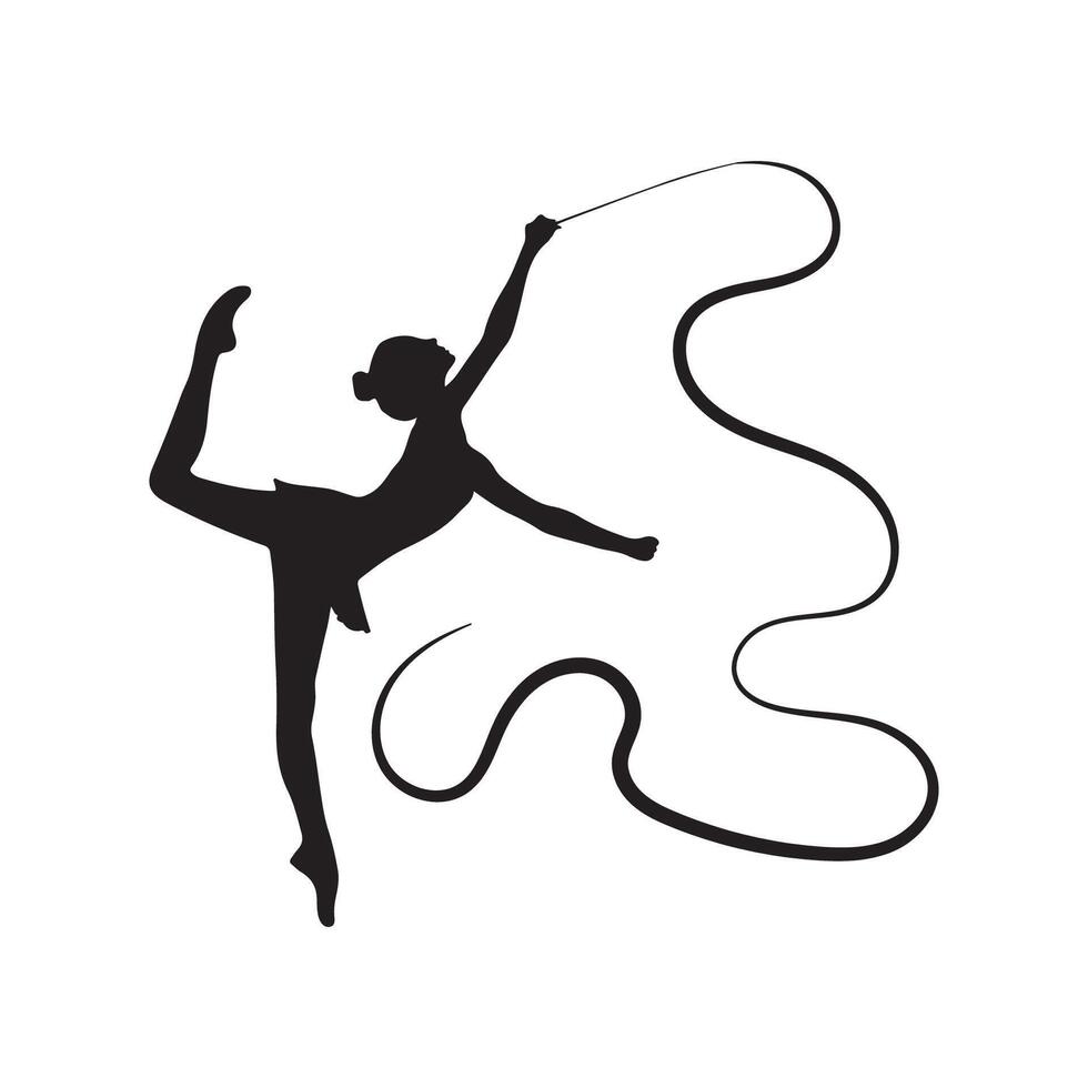 Gymnastics Ribbon Performance Silhouette vector