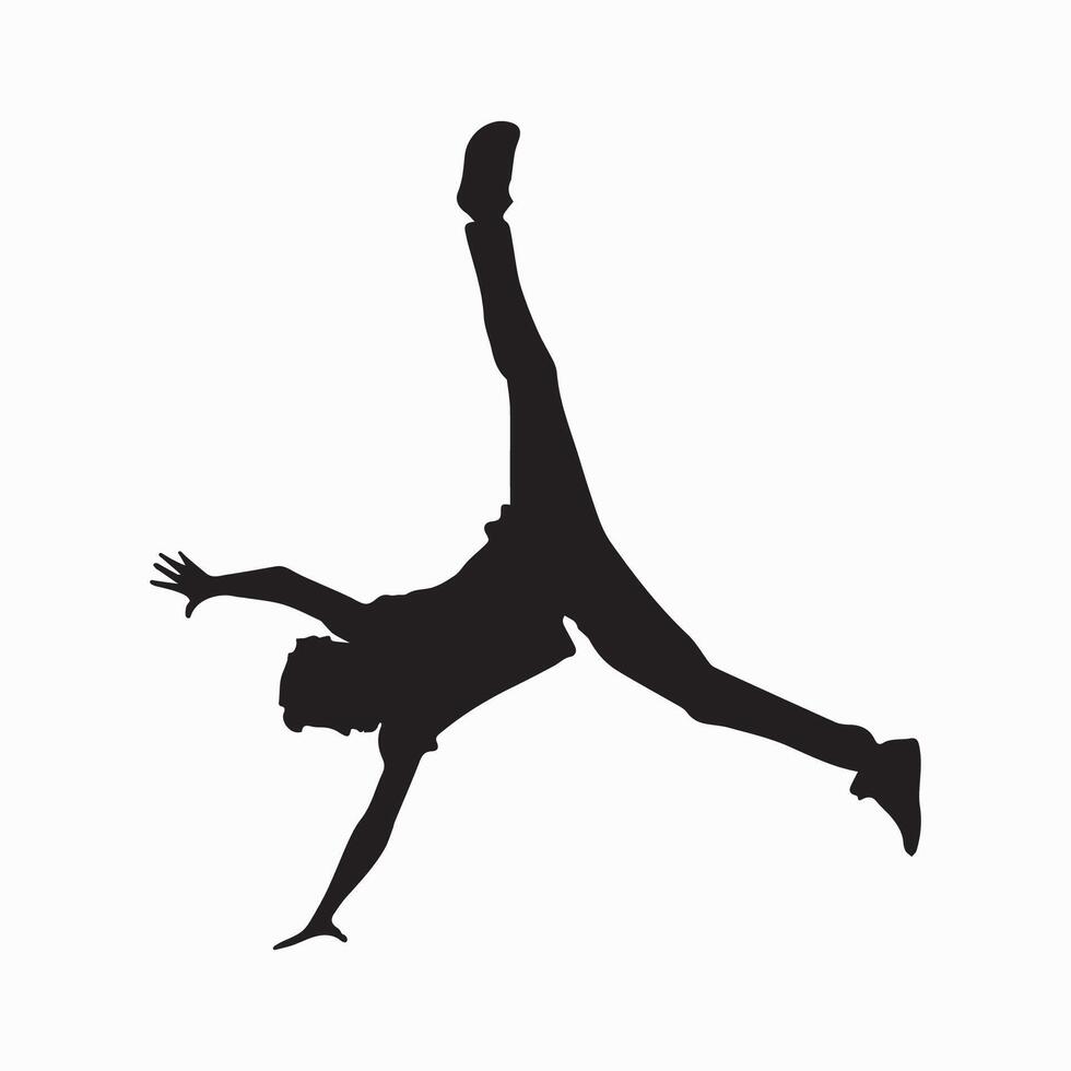 Silhouette of a Person Performing a Dynamic Handstand vector