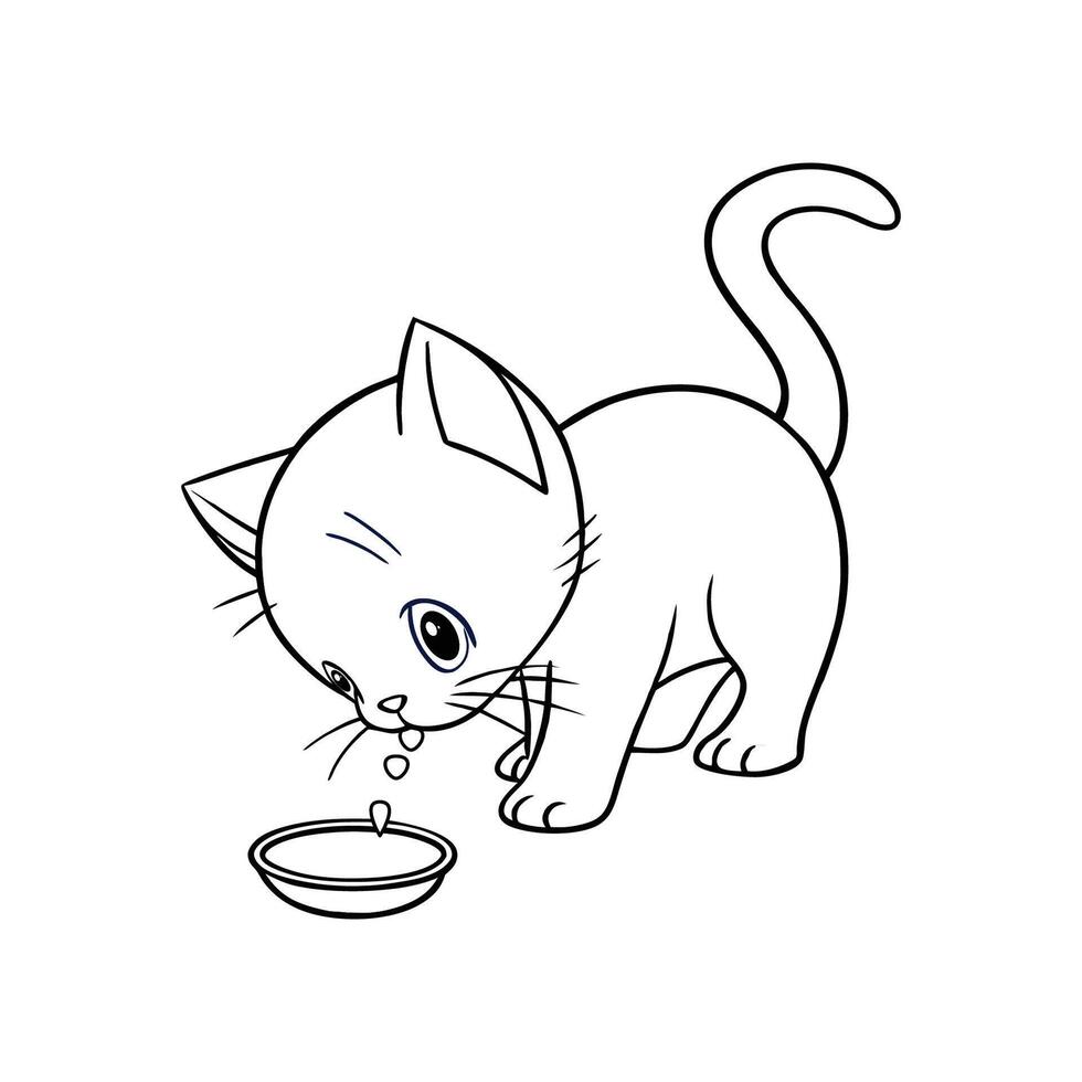 Adorable Kitten Drinking Milk Perfect for Kids Books Pet Websites and Cute Animal Designs vector