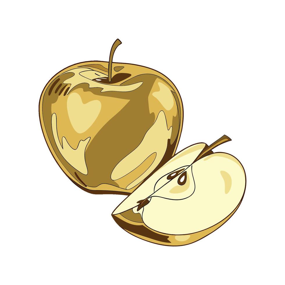 Golden Apple Illustration Perfect for Health Food and Autumn Designs vector