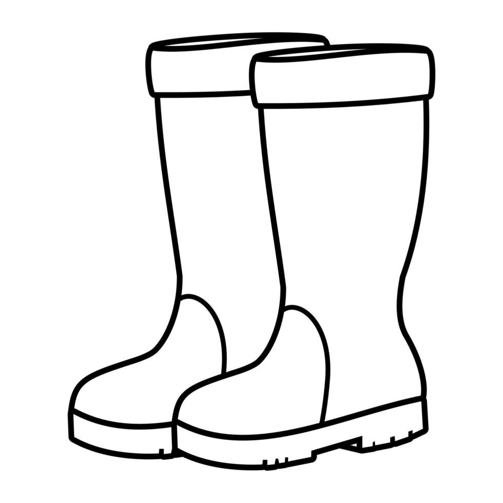 Cartoon rain boots illustration in black and white isolated on white background vector