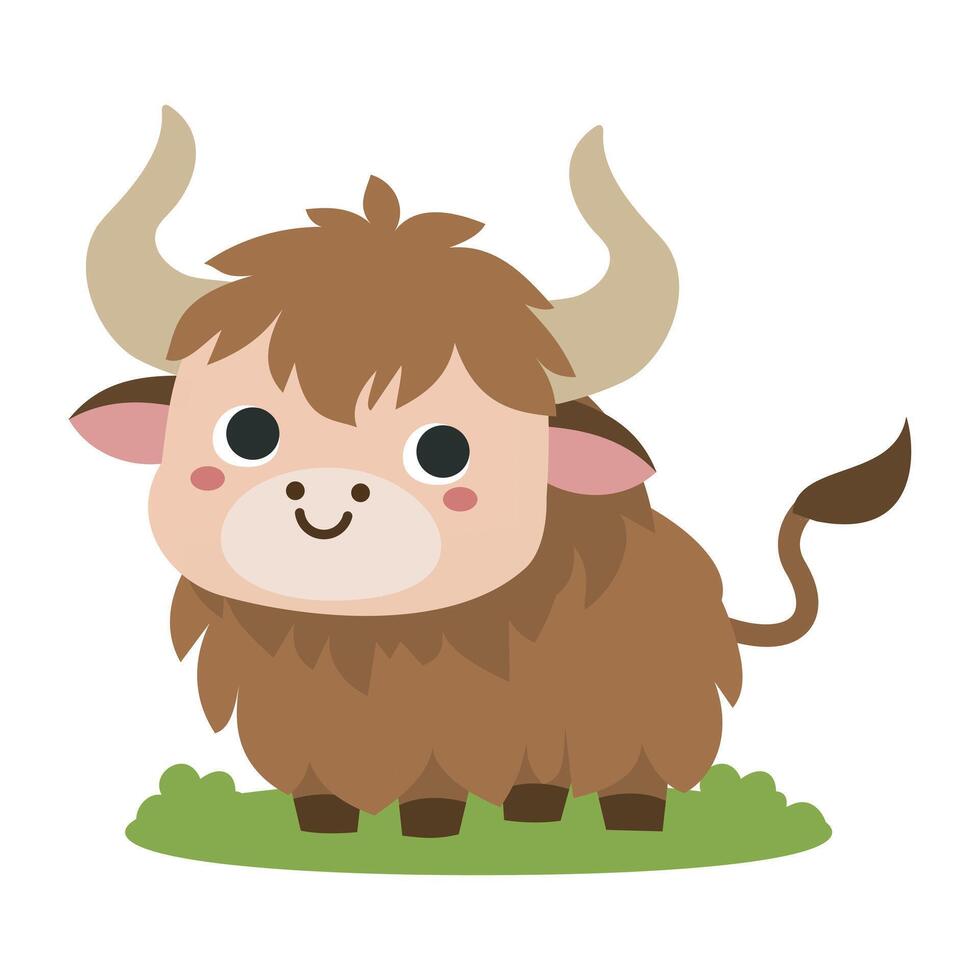 Cute yak illustration isolated on white background vector