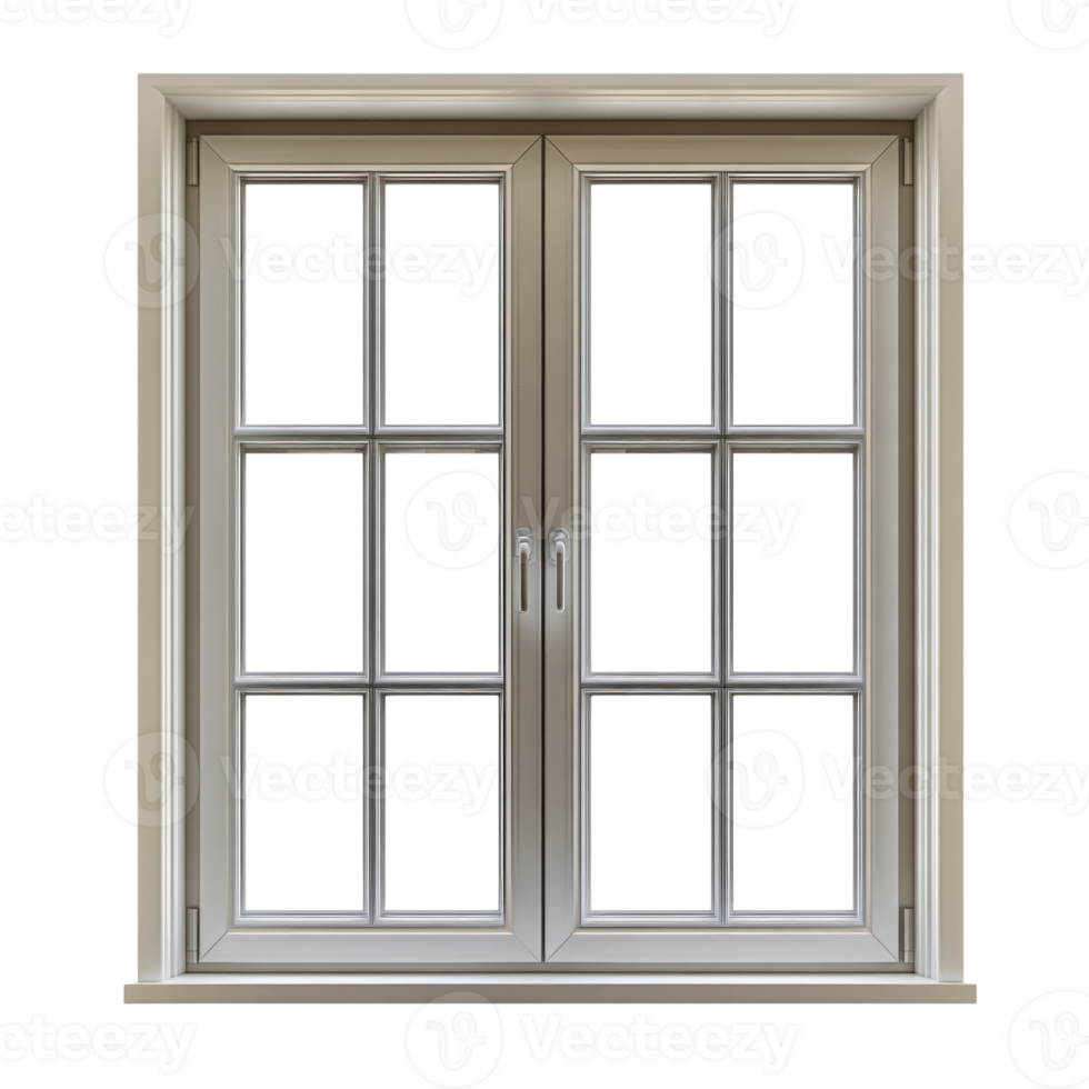 Double pane window in modern design isolated on transparent background, png