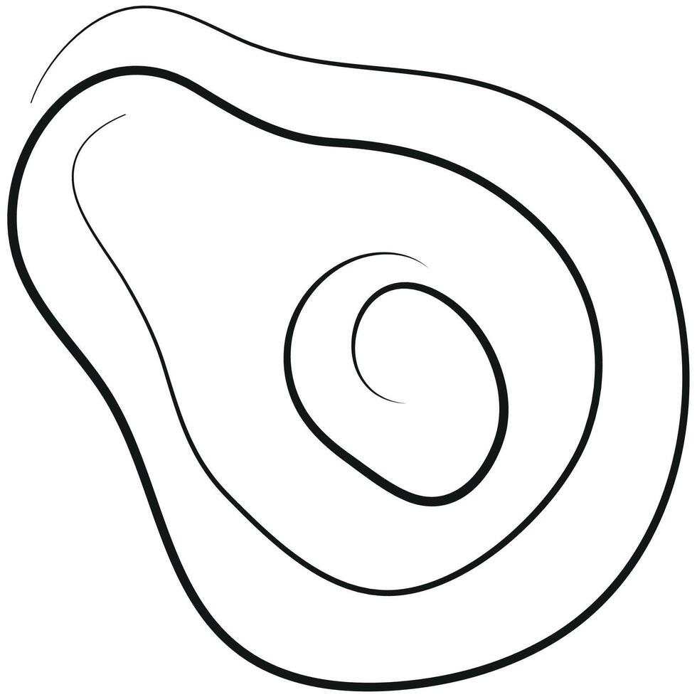 simple avocado icon drawn with one black line in line art style vector