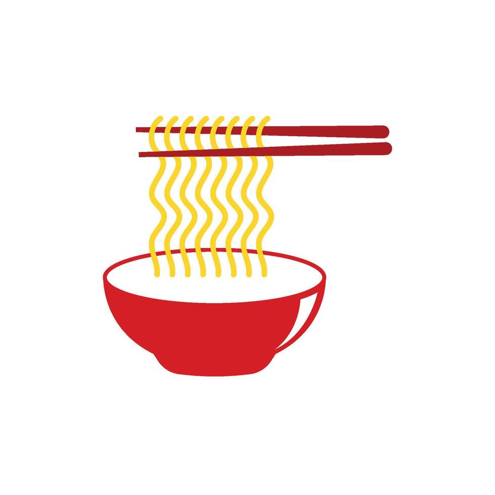 Red bowl of noodles vector