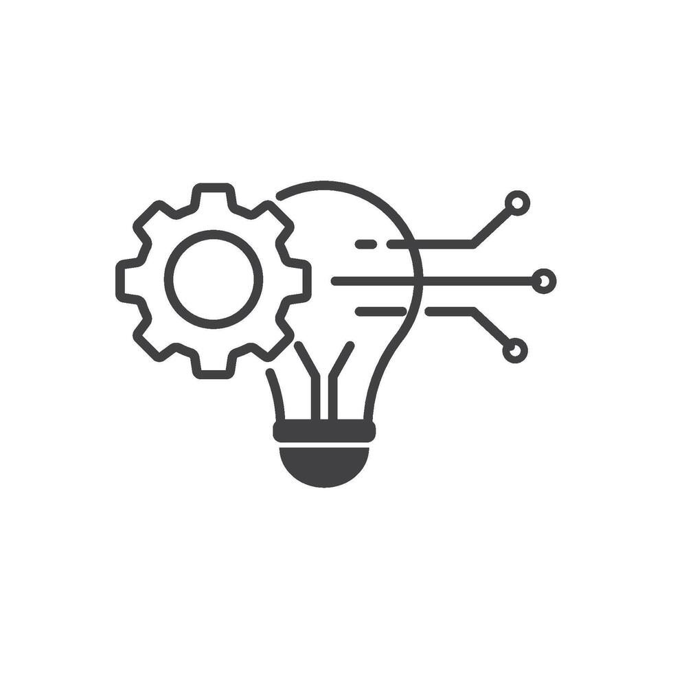 Bulb and circuit gear icon vector