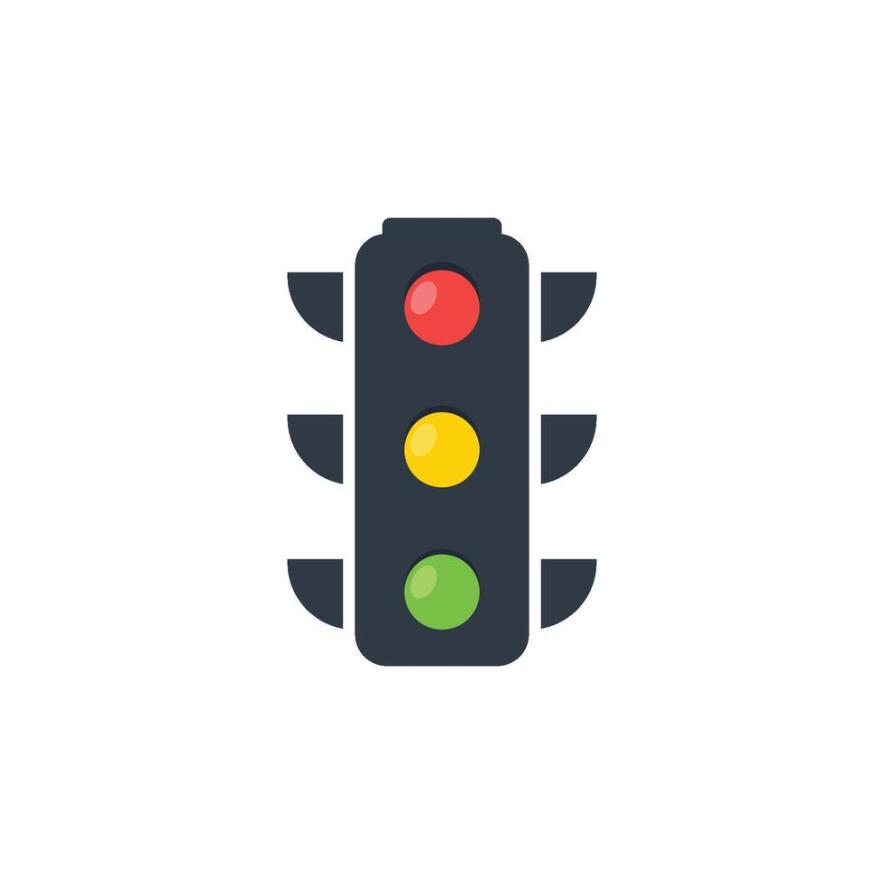Traffic light showing red, yellow, and green lights vector