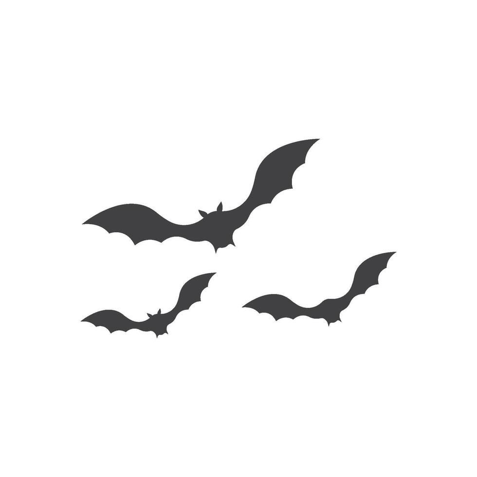 Three silhouettes of bats flying vector