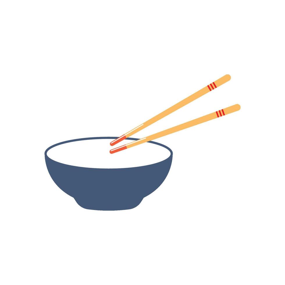 Bowl and chopsticks icon vector