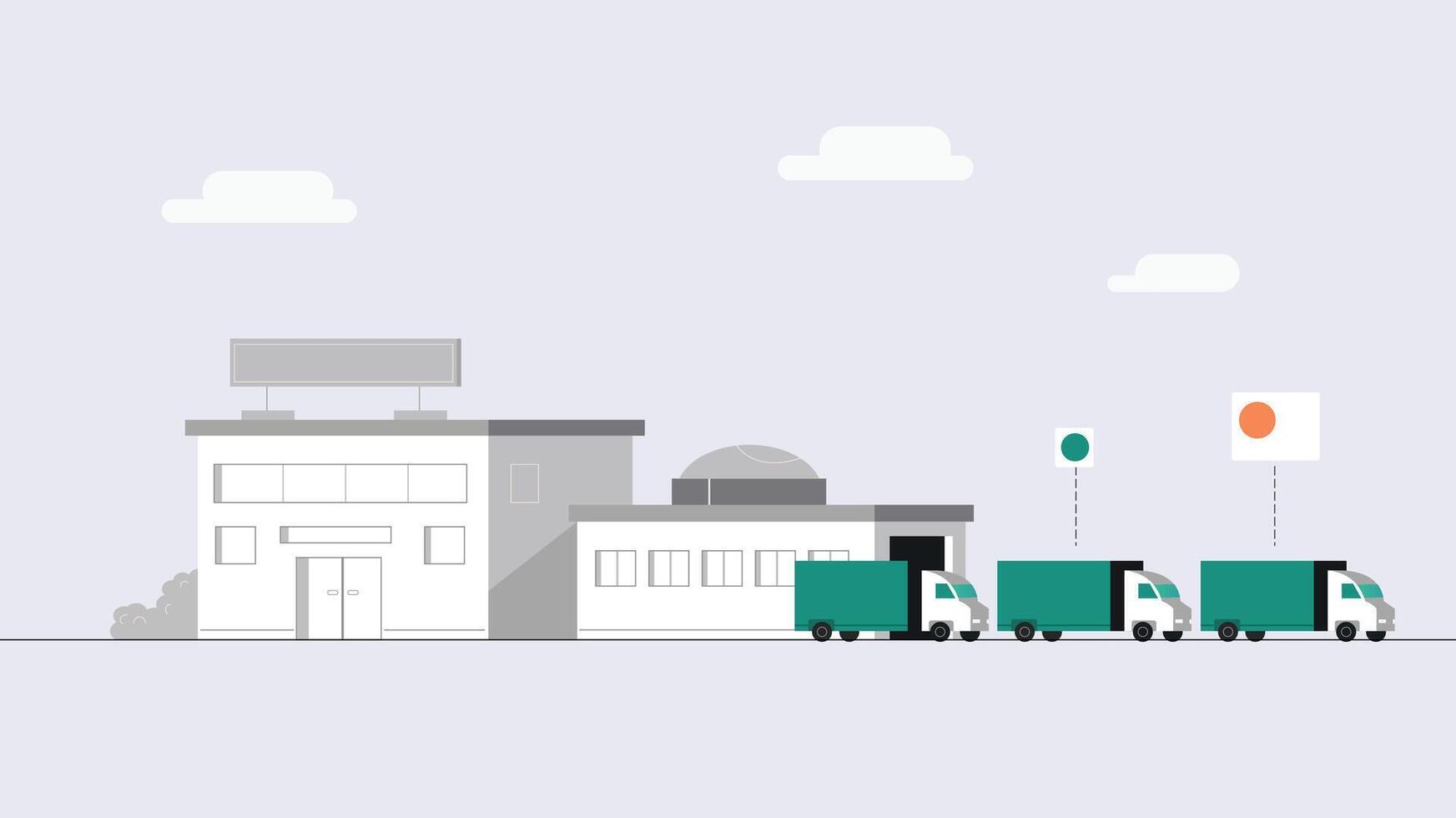Large warehouse with drawers truck vector