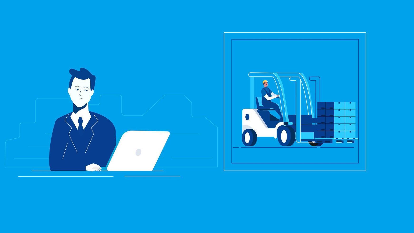 Professional Office Worker with Warehouse Forklift Operations Concept Illustration vector