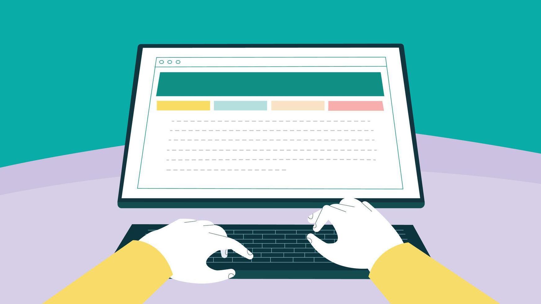 Modern business workplace with computer display vector