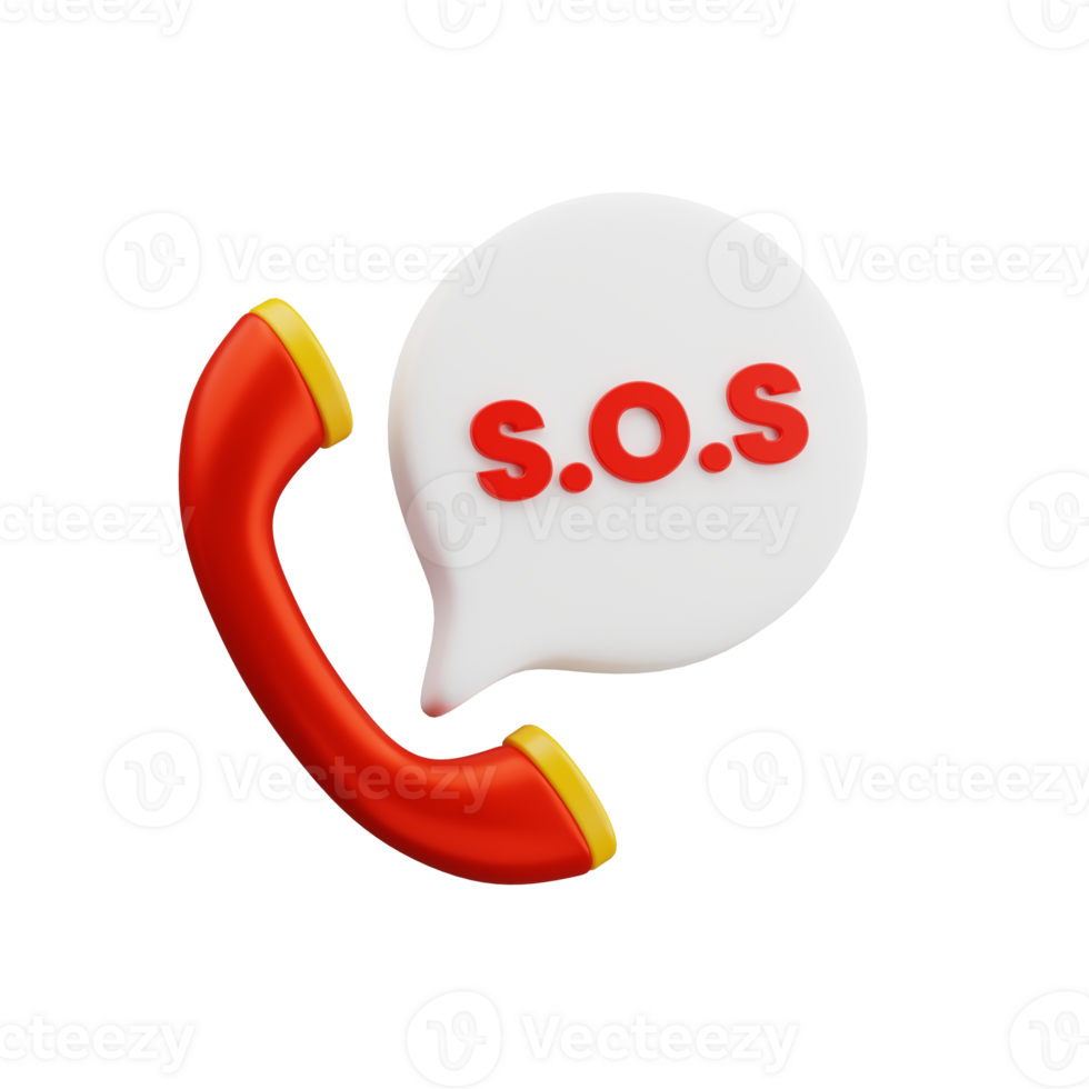 Emergency Call 3D Icon. SOS Emergency 3D Icon png