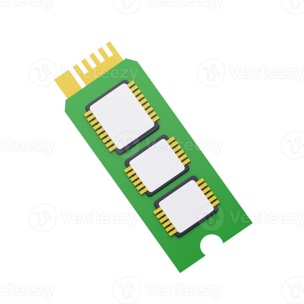 Ssd Card 3D Icon. Computer Hardware Part png