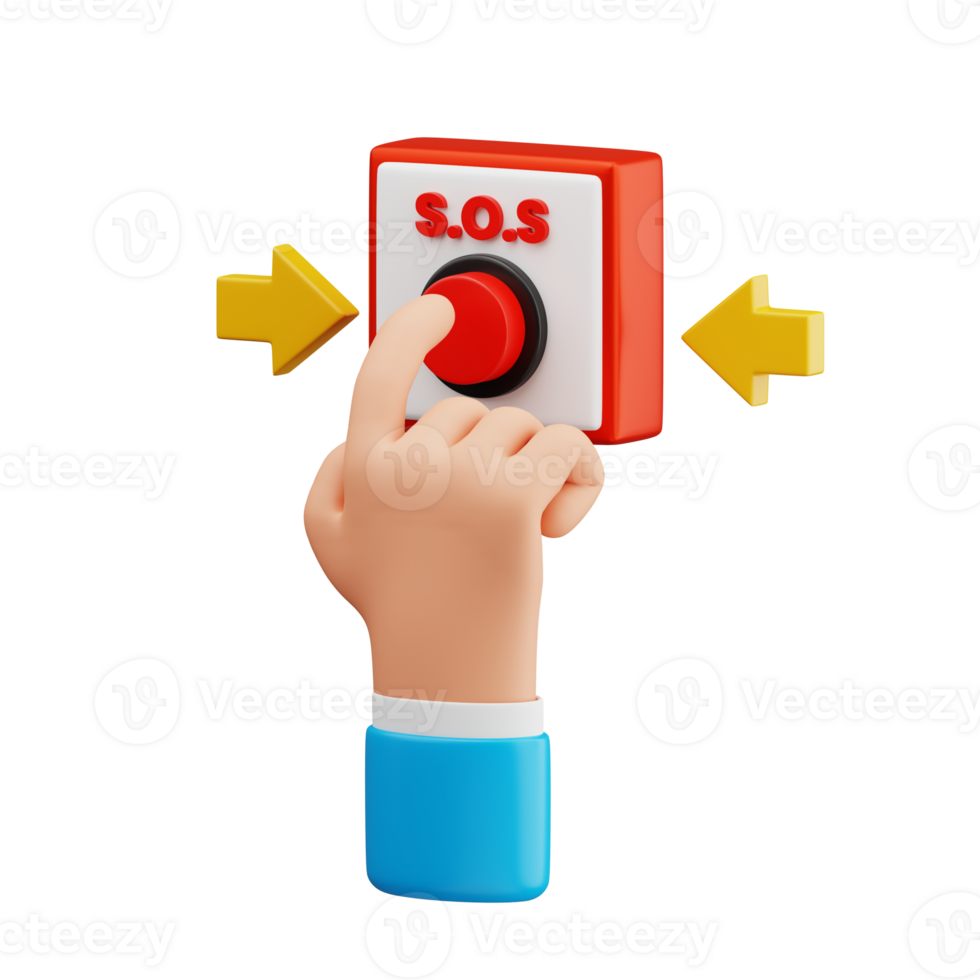 Emergency Button 3D Icon. Alarm Emergency Red Button 3D Icon png