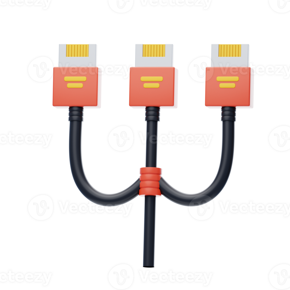 Split Cable 3D Icon. Computer Hardware Part png
