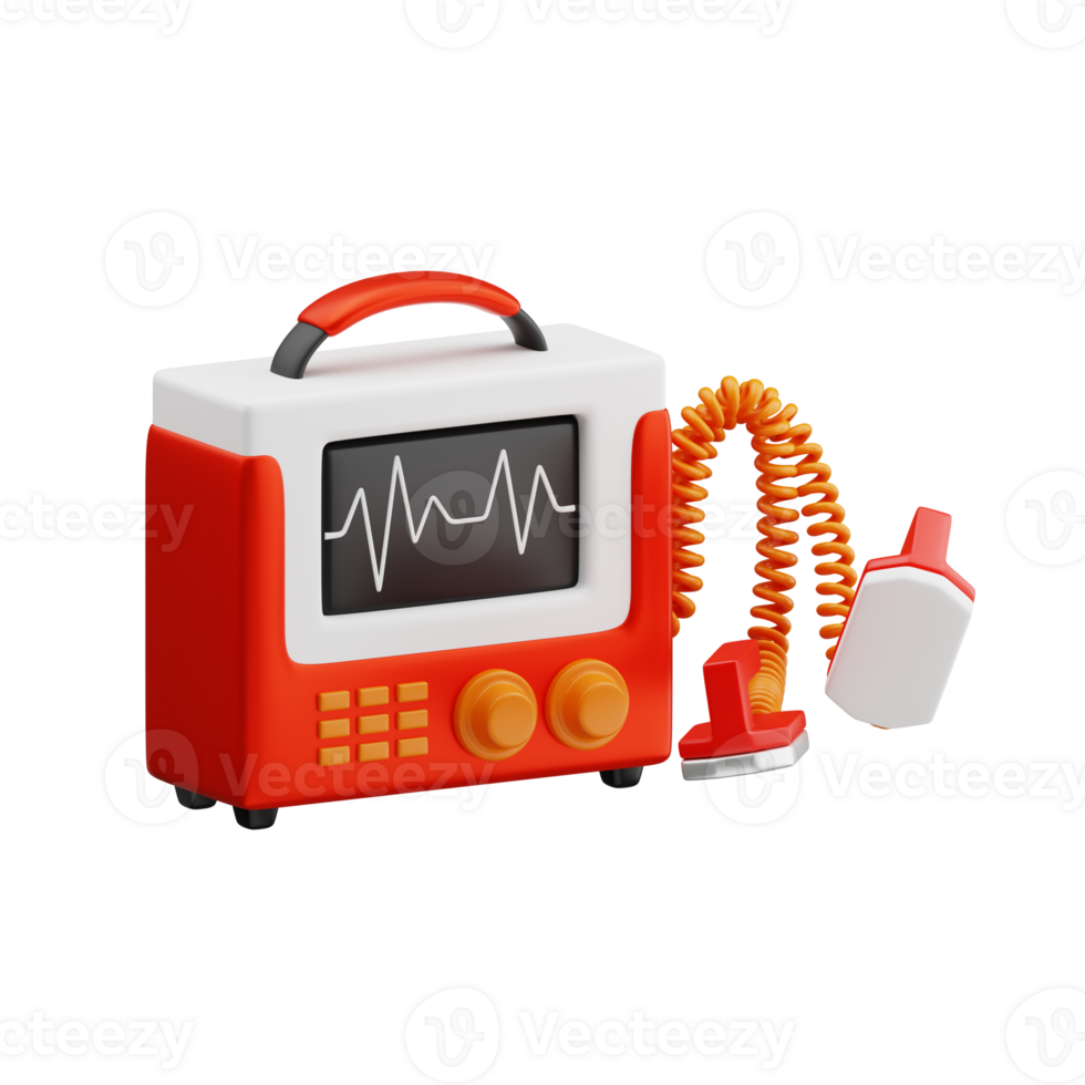Defibrillator Machine 3D Icon. Defibrillator 3D Icon png