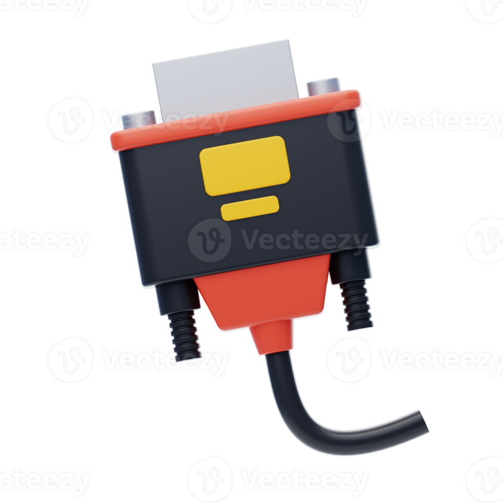 Vga Cable 3D Icon. Computer Hardware Part png
