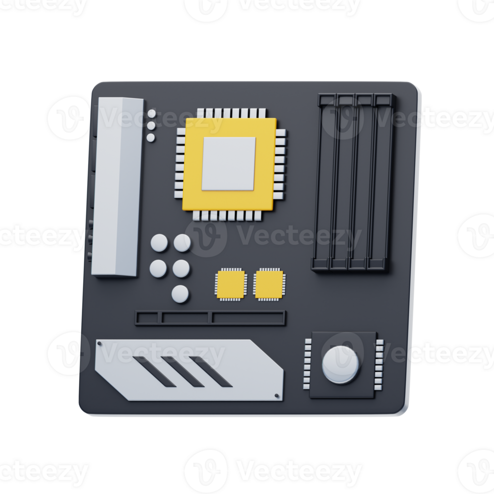 Motherboard 3D Icon. Microchip 3D Icon png