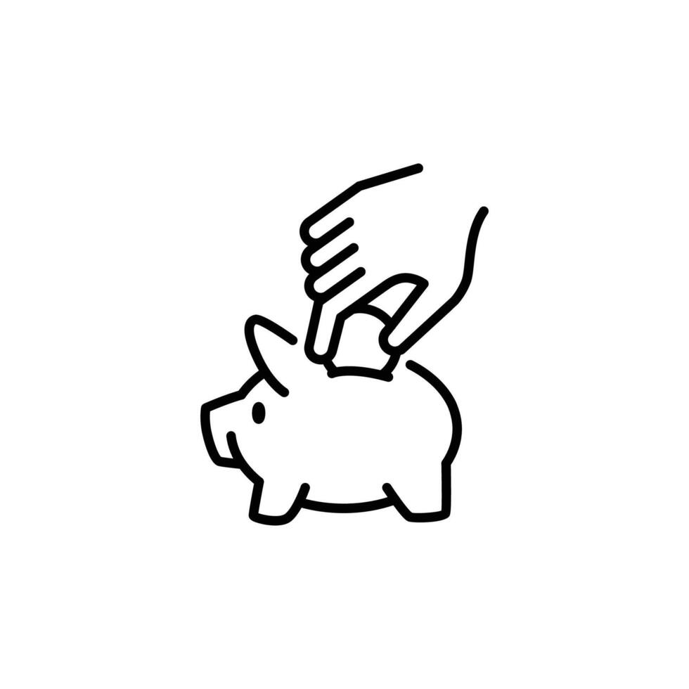 saving money in piggy bank outline icon design good for web or mobile app vector