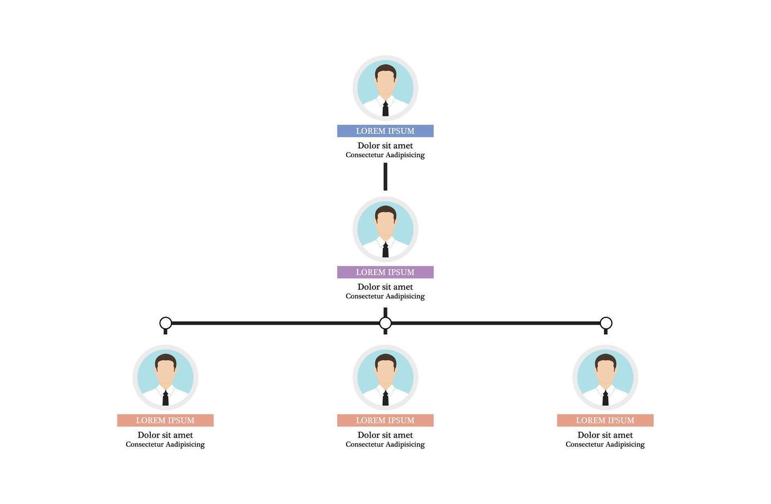 Organization Chart Infographics with People Icon and Abstract Line, Business Structure vector