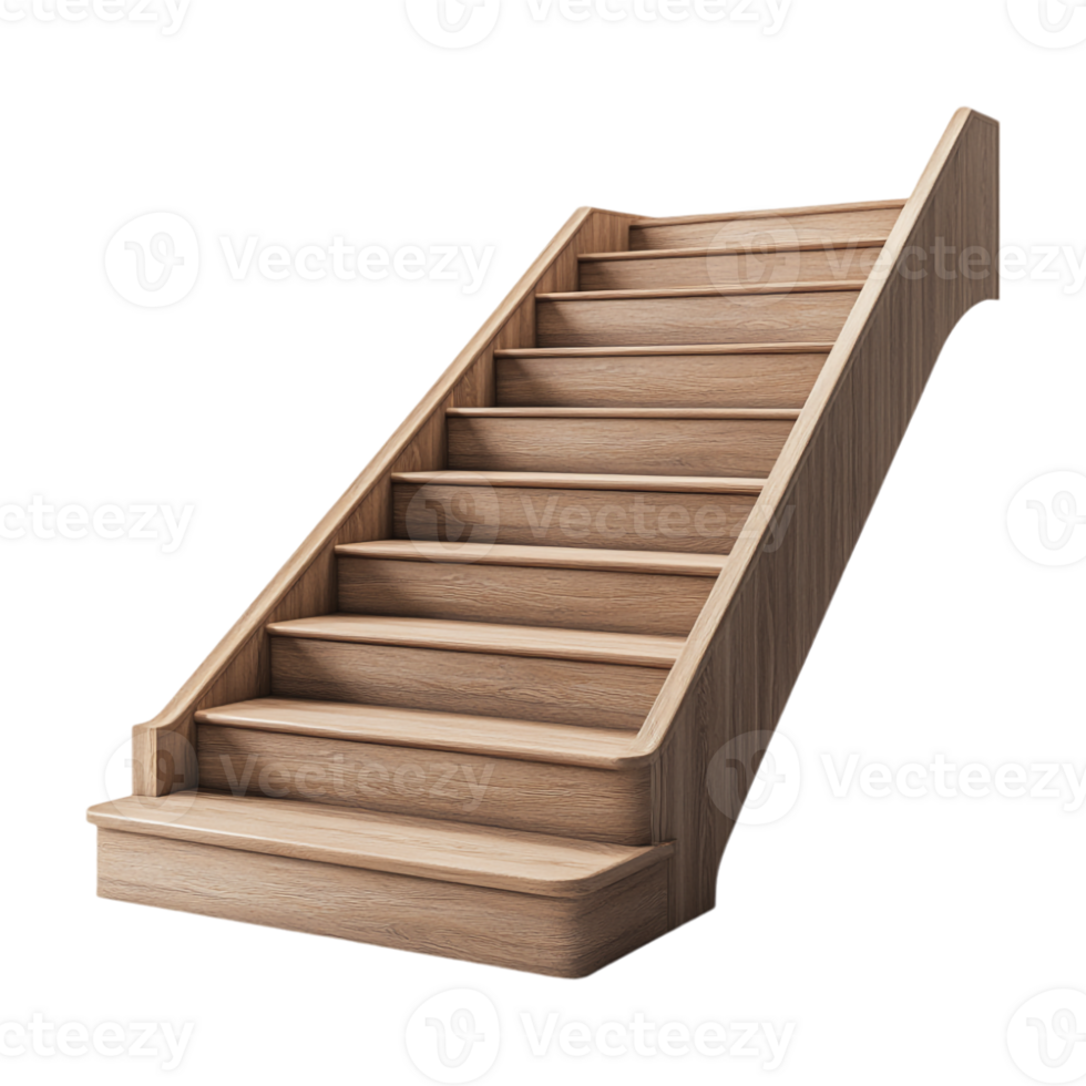 Decorative Wooden Curved Steps on Transparent Background png