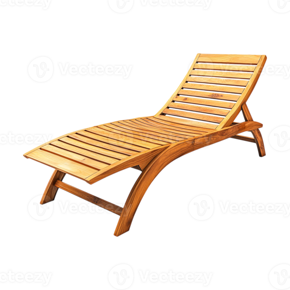 Elegant Wooden Chaise Lounge Chair Isolated on Transparent Background png