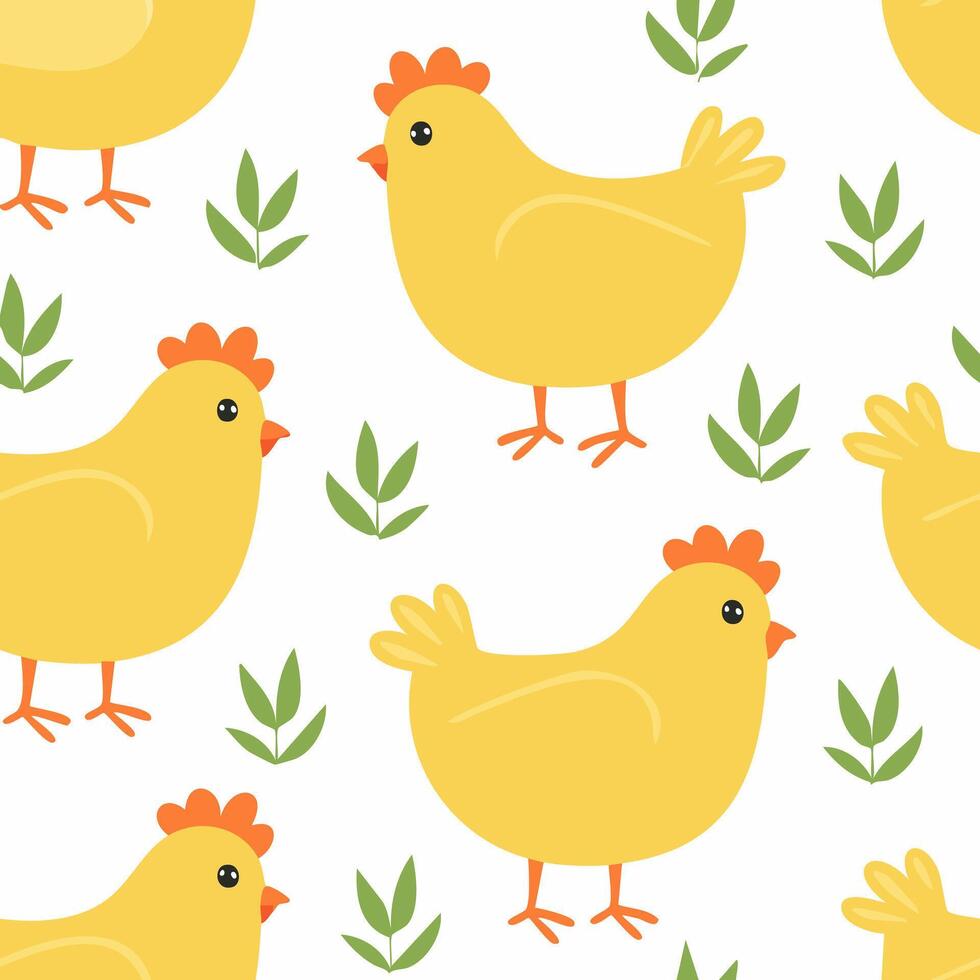 simple illustration Seamless Pattern Cute Chicken vector
