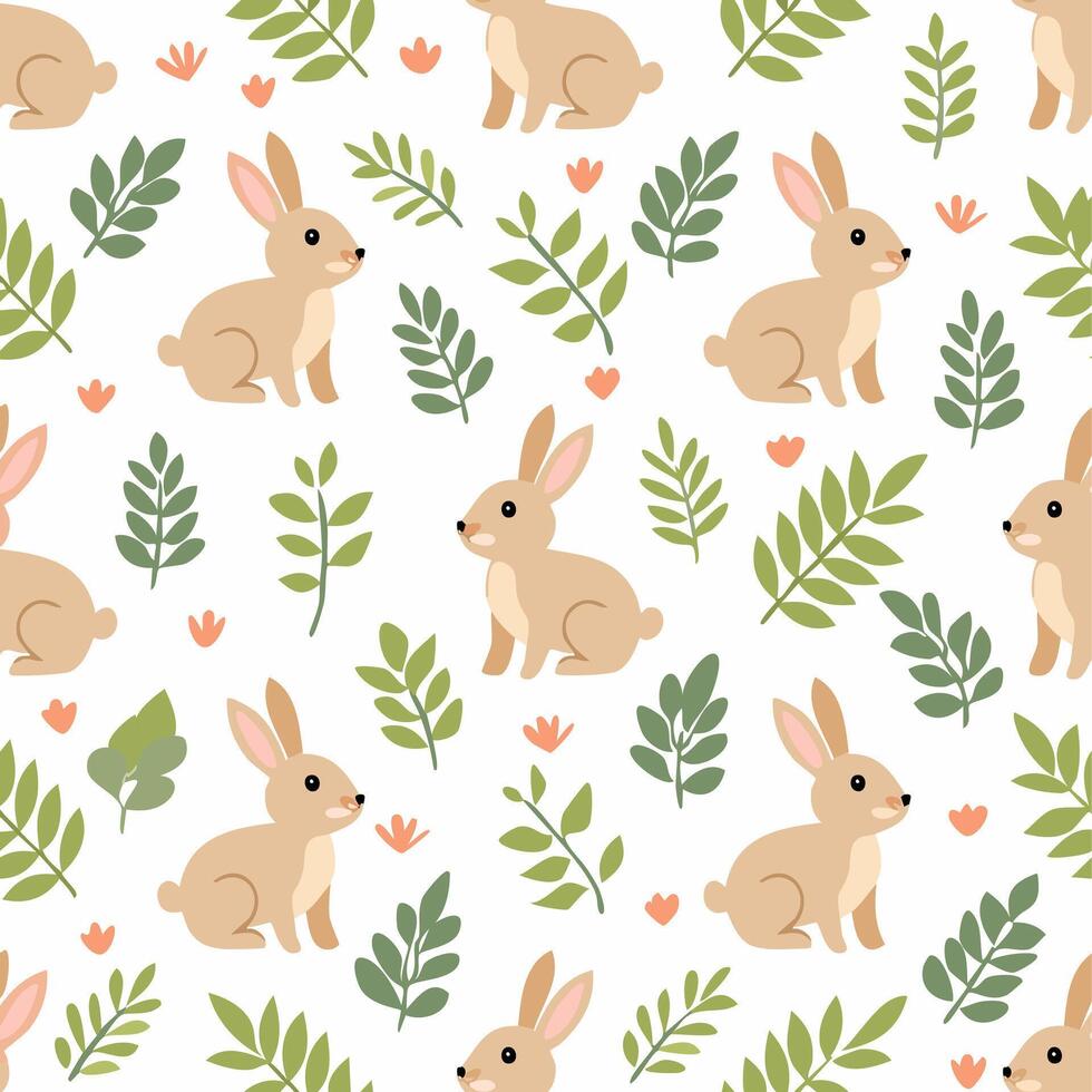 simple illustration Seamless Pattern Cute Rabbit vector