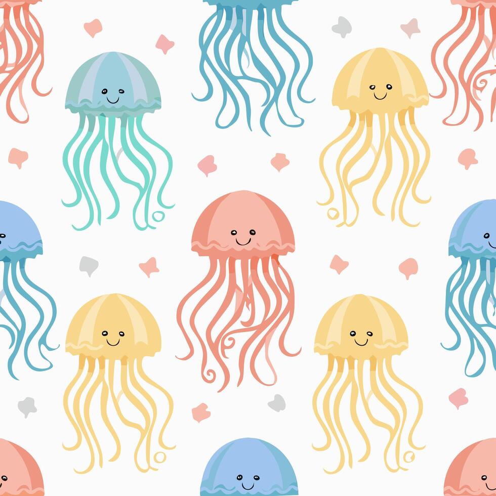 simple illustration Seamless Pattern Cute Jellyfish vector