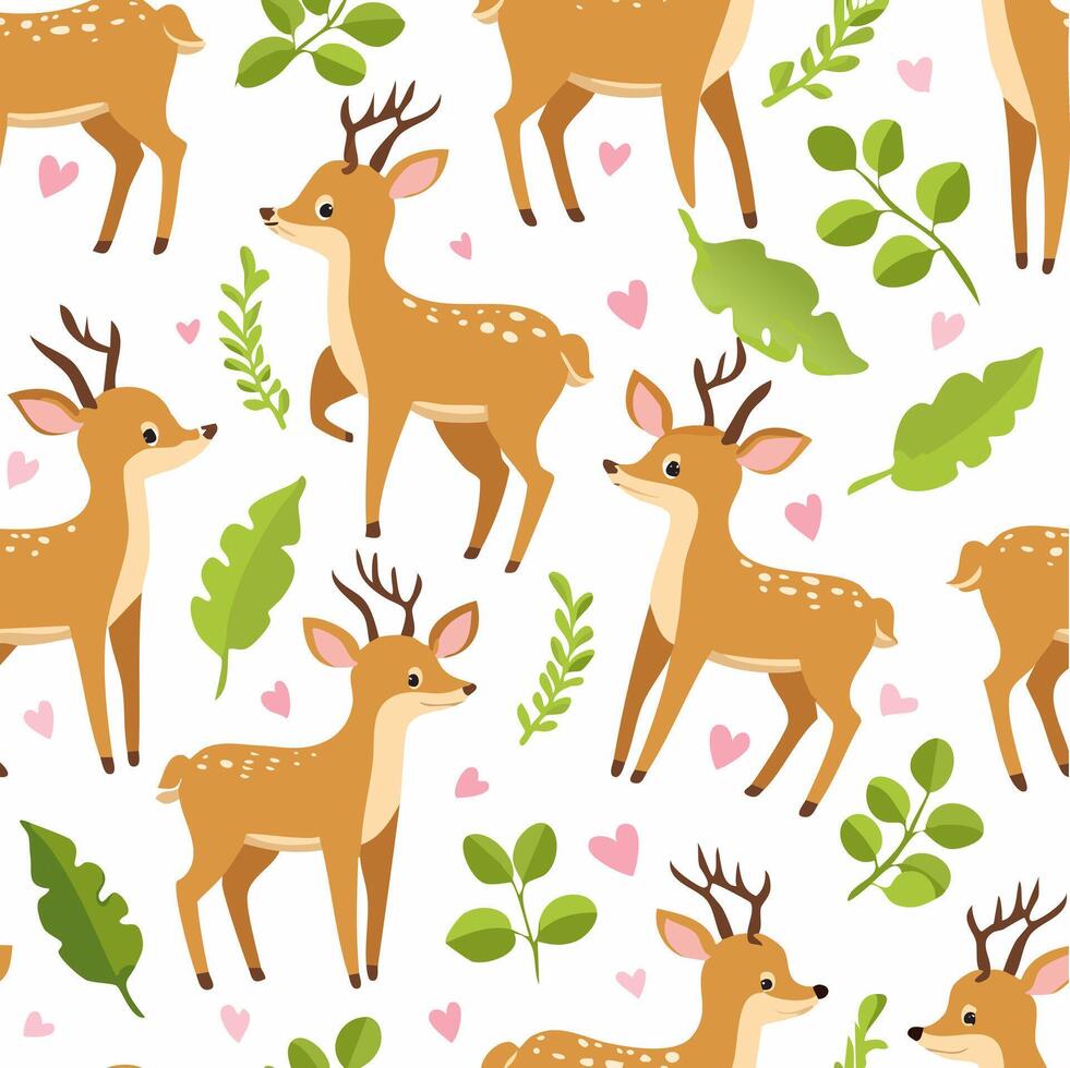 simple illustration Seamless Pattern Cute Deer vector