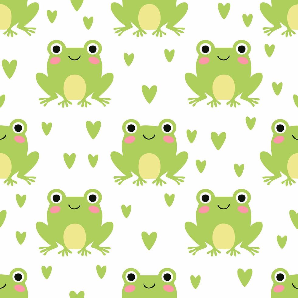 simple illustration Seamless Pattern Cute Frog vector