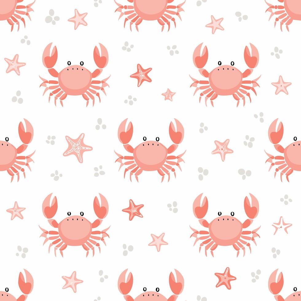 simple illustration Seamless Pattern Cute Crab vector