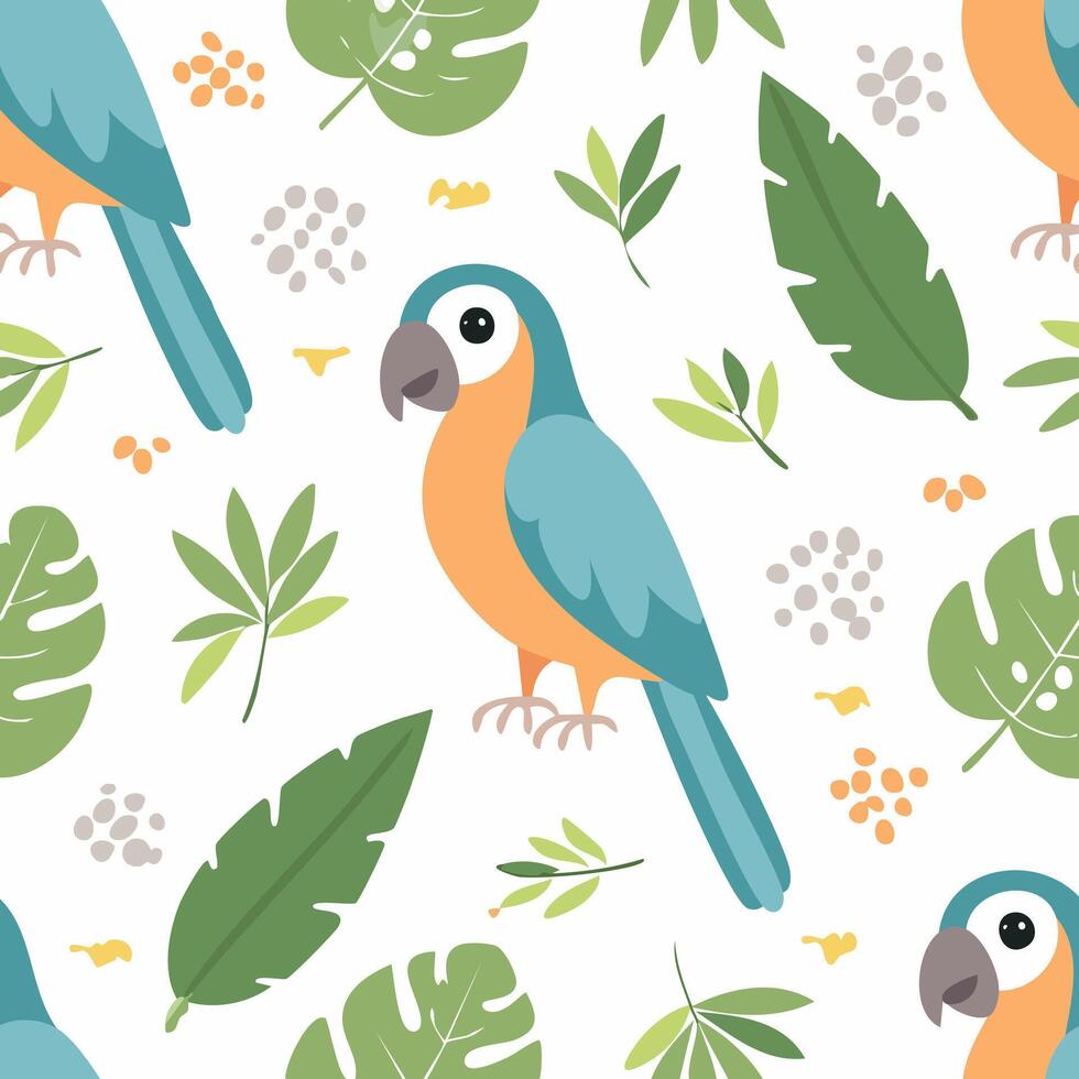 simple illustration Seamless Pattern Cute Parrot vector