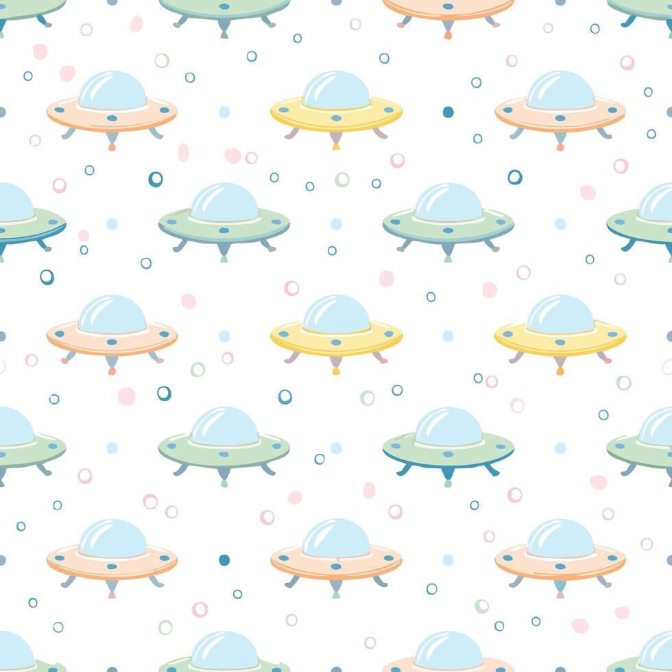 seamless pattern UFO with pastel colors vector