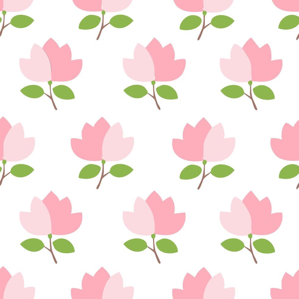 Seamless Pattern Magnolia Flower vector